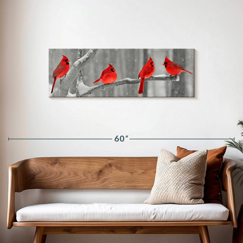 Cardinal Birds, reproduction sur toile, H 14 po x l 42 po x P 1,25 po