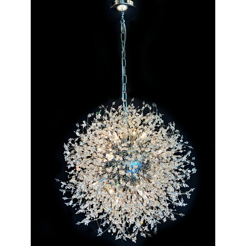 16 - Light Crystal Dimmable Sputnik Sphere Chandelier, Chrome