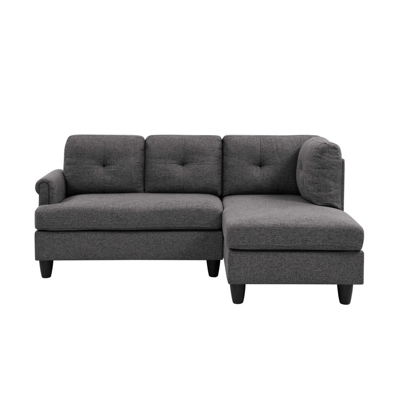 Upholstered Sectional - 2 Piece Set, Gray Polyester