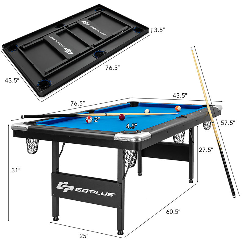 Goplus Foldable Indoor/Outdoor Use Table Billiard Table (89mm Thick)