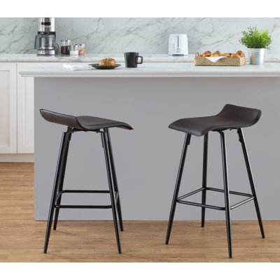 Kalsum Upholstered Counter Stool with Metal Frame
