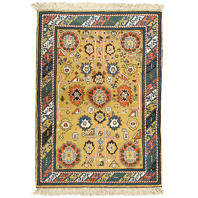High-Quality Hand-Knotted Beige And Blue Area Rug