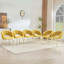 Ensemble de 2 chaises de salle à manger en velours à bulles avec dossier rembourré et pieds en métal doré, chaises d'appoint modernes et rembourrées pour différents styles d'intérieur