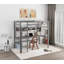 Lit mezzanine simple en bois massif avec bureau intégré Gerrett par Harriet Bee-1585394271