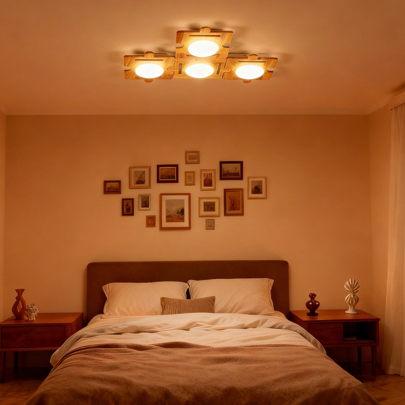 LED Wooden Creative Puzzle-Style Flush Mount Light