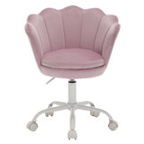 Flower Swivel Adjustable Height Kids Chair With 5 Wheels, Upholstered Velvet Activity Chair For Living Room, Stylish Kids Armchair