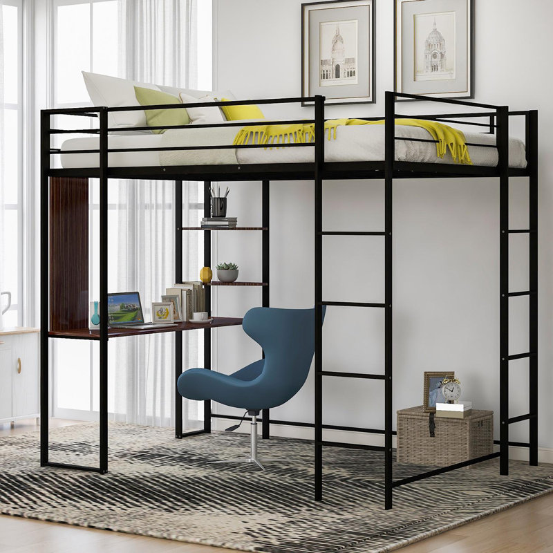 Lit mezzanine avec bureau intégré Abington, Complète, Noir