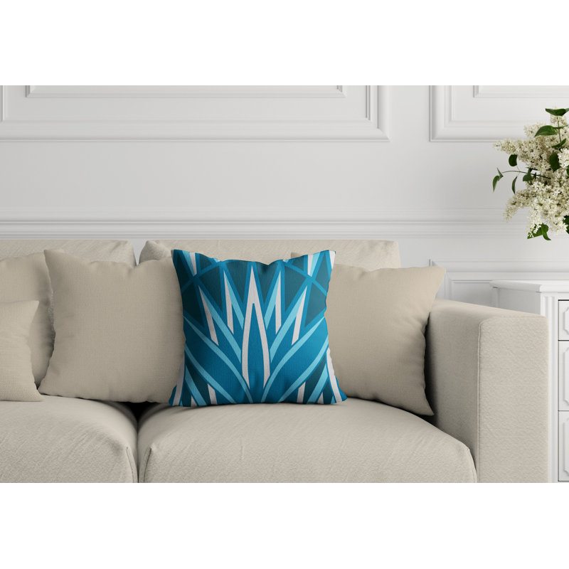Bloom Tribal Geometric Outdoor Reversible Throw Pillow, 19H" x 19W", Turquoise