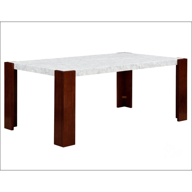 Table de salle à manger avec plateau en pierre d'ingénierie et finition brune