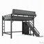 Lit mezzanine avec glissade, étagères de rangement et garde-robe-949858420-949858423