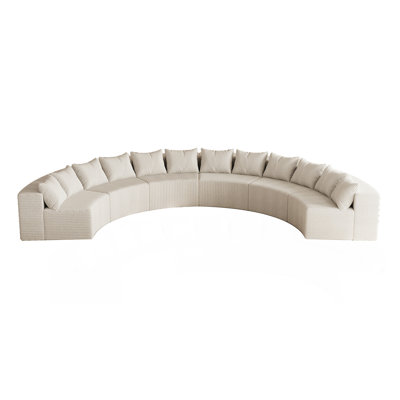 Canapé modulaire incurvé en mousse avec 12 coussins Corduroy