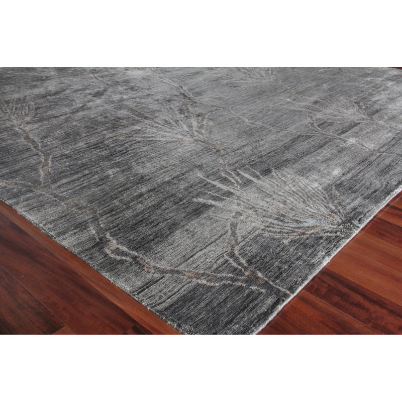 Antique'd Silk Floral Area Rug, Rectangle 12' x 15'