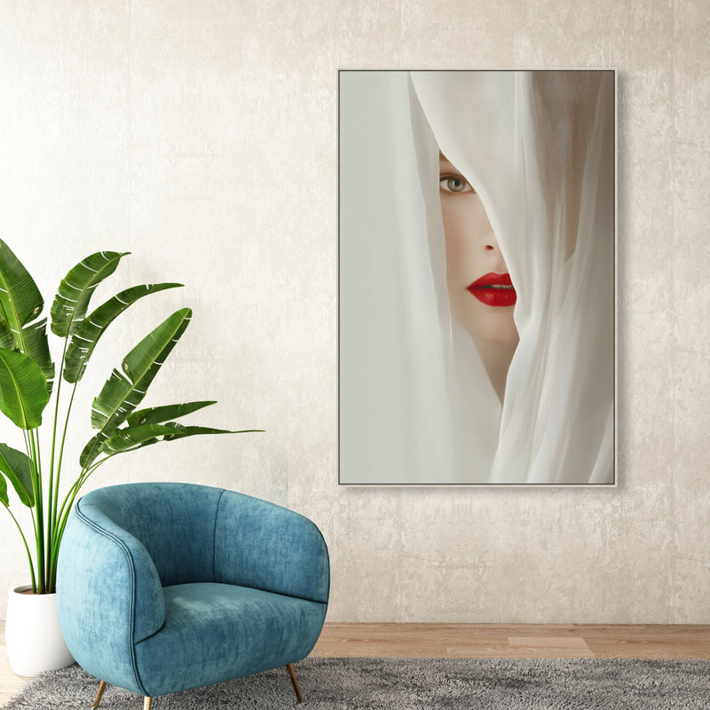 Secret Under Silk Canvas Fashion Print by Oliver Gal, Black Frame, 10 x 15, 31"H x 21"W, Silver Floater Frame