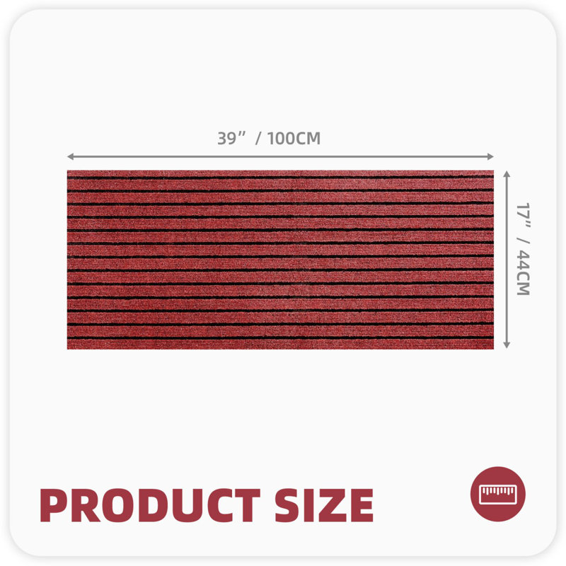Tapis de cuisine Danyielle, Tapis de couloir 1 pi 5 po x 3 pi 3 po, Rouge