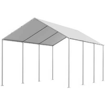 Carport Replacement Canopy, 10 x 20 ft Potable Garage Tent Top Tarp, UV-Resistant & Waterproof Car Shelter Tarp, Heavy Duty Car Port Cover with Ball Buggees, Grey, Frame Not Included