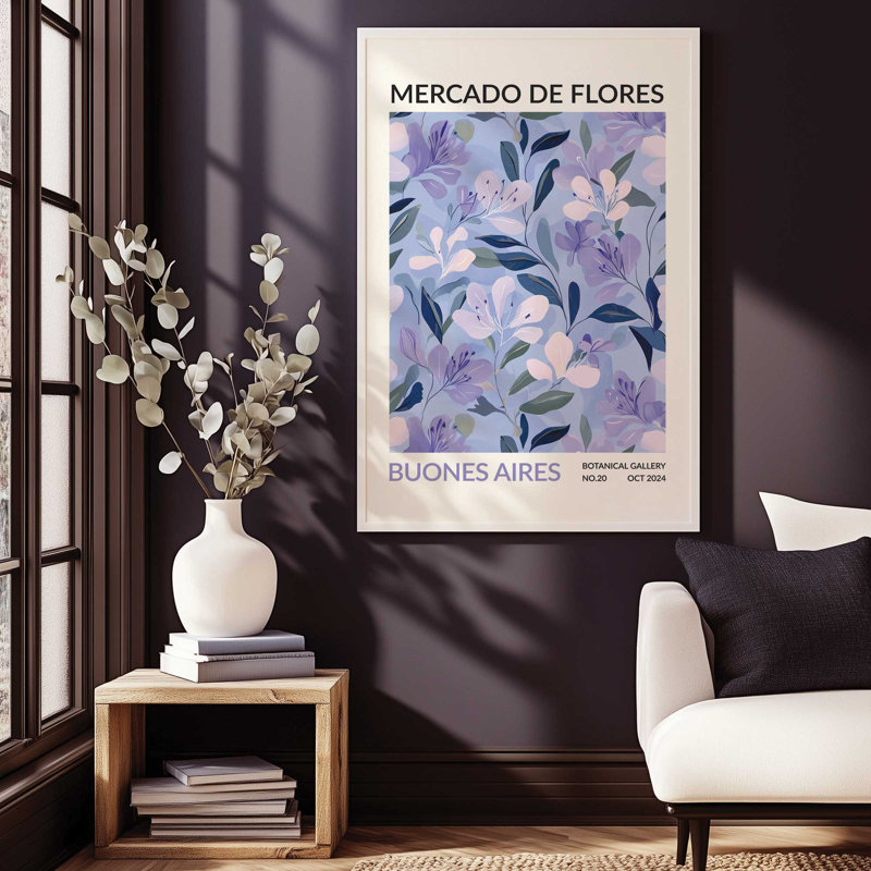 Marché aux fleurs de buisson , Reproduction encadrée sans passe-partout, Zinc patiné, H 15,25 po x l 12,25 po x P 1,25 po