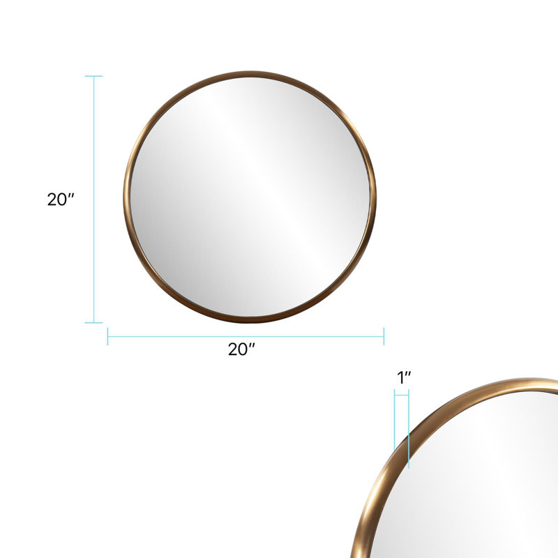Cavid Stainless Steel Round Mirror, Brass, 20" x 20"