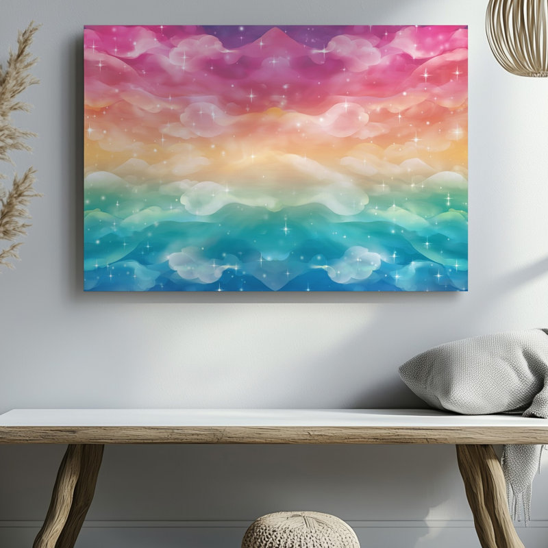 Toile «Un ciel de rêve vibrant» rempli de doux nuages tourbillonnants dans un art mural, H 9 po x l 12 po