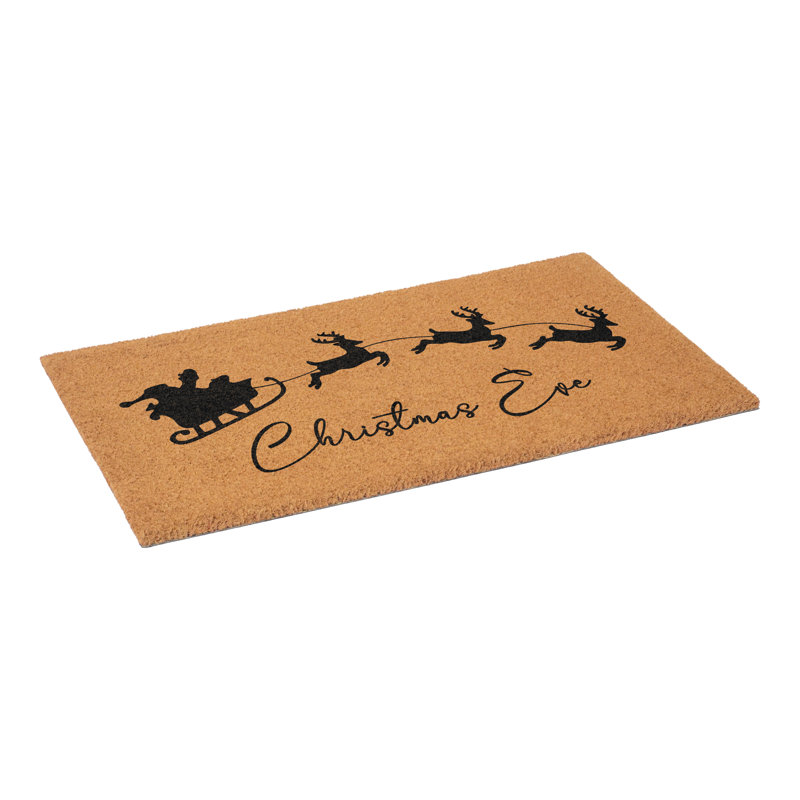 Black Welcome Bow Doormat, 17" x 29", 17" W x 29" L, Black