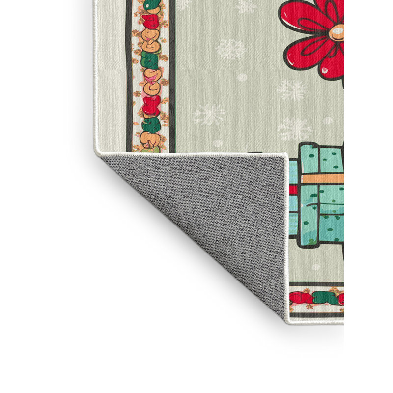 Tapis de vacances d'hiver de Noël lavable The Holiday Aisle®, Tapis de couloir 2 pi x 4 pi