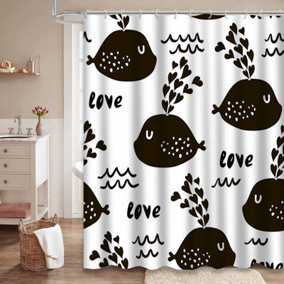 Rideau de douche imperméable noir et blanc Childish