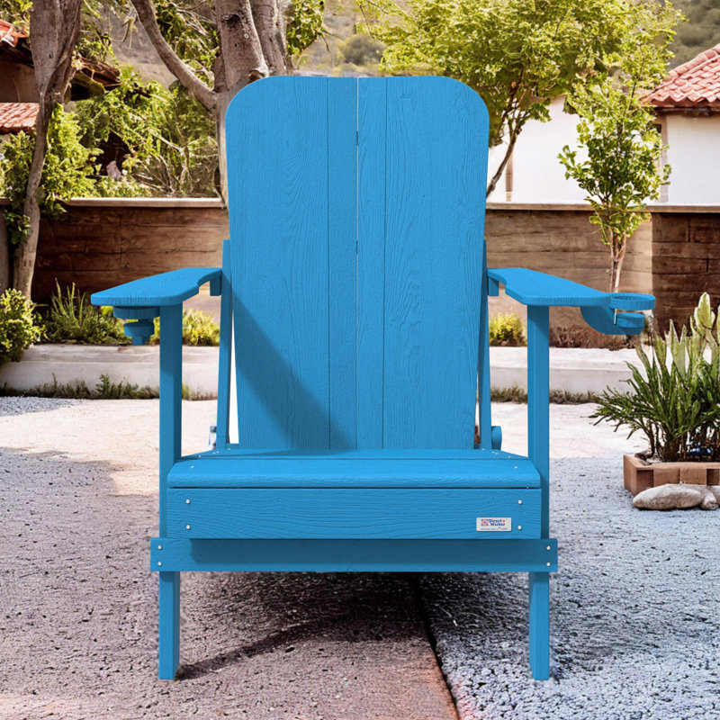 Breianna Foldable Outdoor Adirondack Chair, Pacific Blue