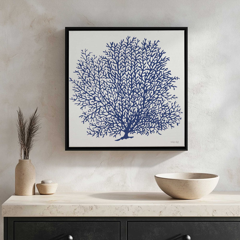 Reproduction d'art marine corail II par Cindy Jacobs, Toile avec cadre, Brun, L 20 po x H 20 po