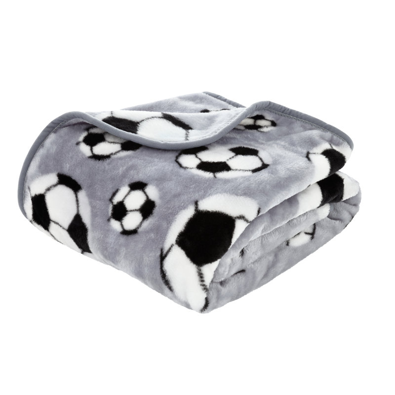 Cosy Kids Football Fleece 120x150cm Blanket Throw Grey