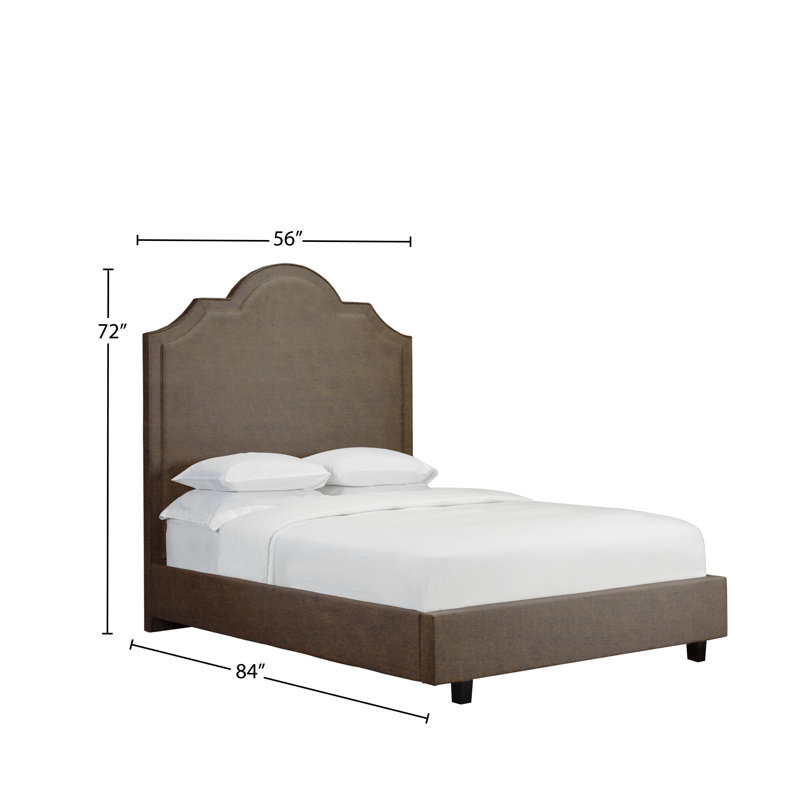 Lit plateforme avec rangement rembourré Williar, Caramel, Double