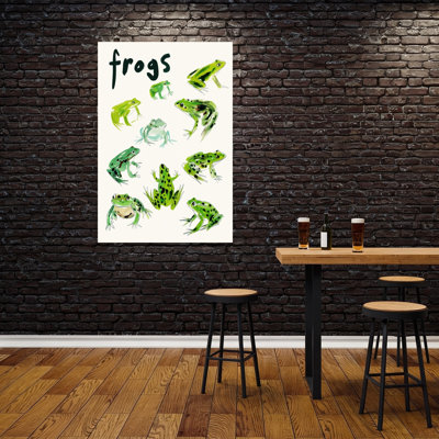 Grenouille verte animée, art contemporain de forêt grenouille