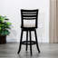 Tabouret de bar pivotant de 30 po. Siège en tissu beige avec dossier à lattes. Structure en bois franc. Pieds évasés. Offre un confort et un style pivotant au dossier. Fabrication. Améliore l'ambiance-240215972-240215974