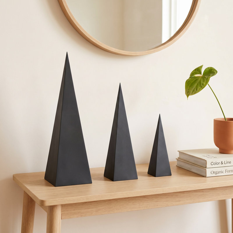Fisher 3-Piece Ceramic Abstract Sculpture Set, Black
