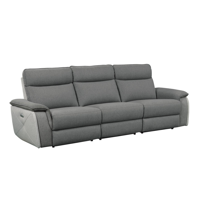 Canapé inclinable électrique en tissu texturé 110 po Enjolie, Tissu texturé gris foncé