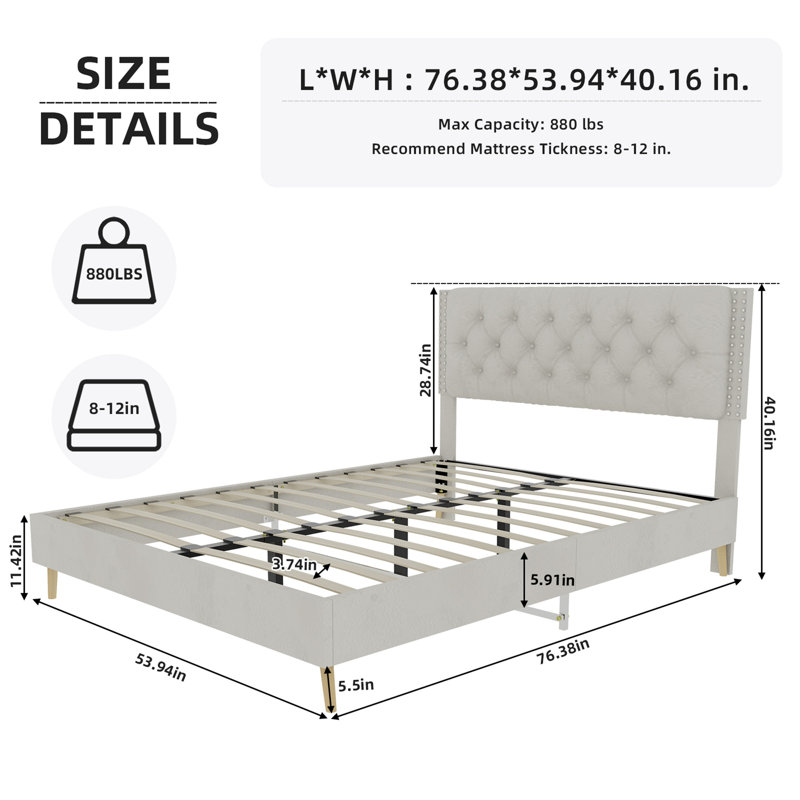 Lit moelleux en suède, Beige, Double