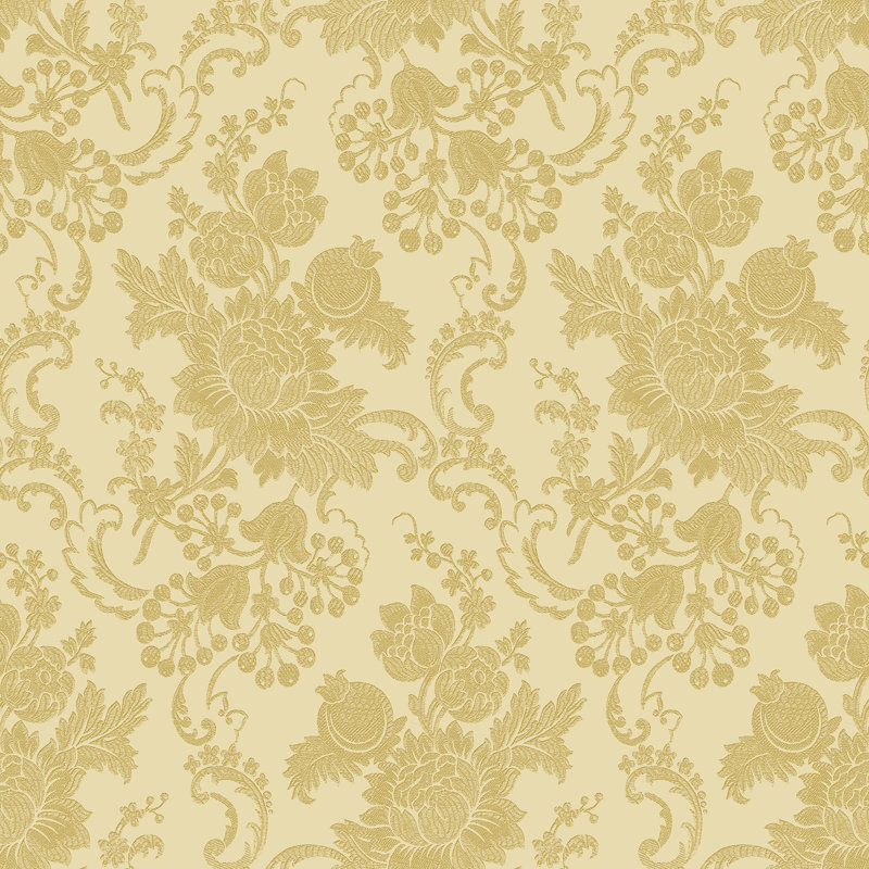Floreale Floral Bunch Damask Design Embossed Satin 10m x 52cm Wallpaper Roll, Gold