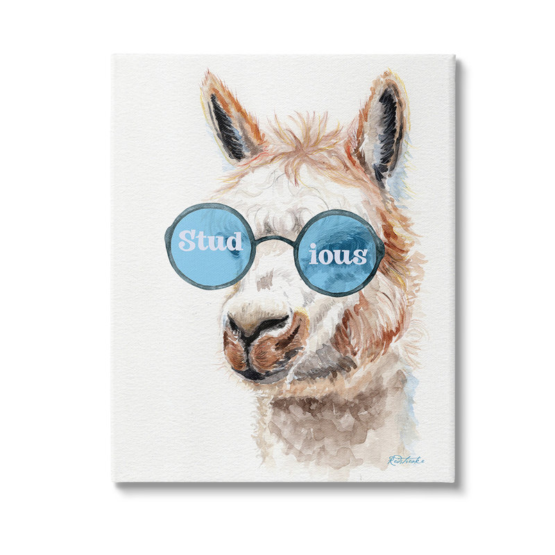 "Lama rigolo" par Jennifer Redstreake sur toile, H 20 po x l 16 po