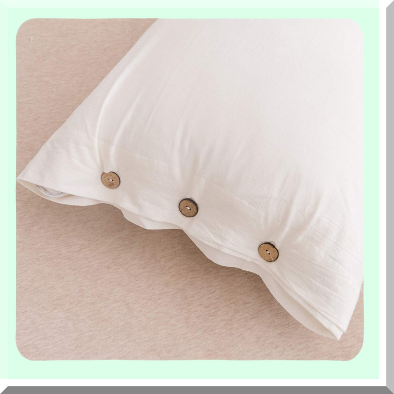 Luxury Cotton Breathable Pillowcase Set - Soft White Standard Pillow Covers with Button Closure - 2 Pack Washed Pillowcases (Pillows Not Included)