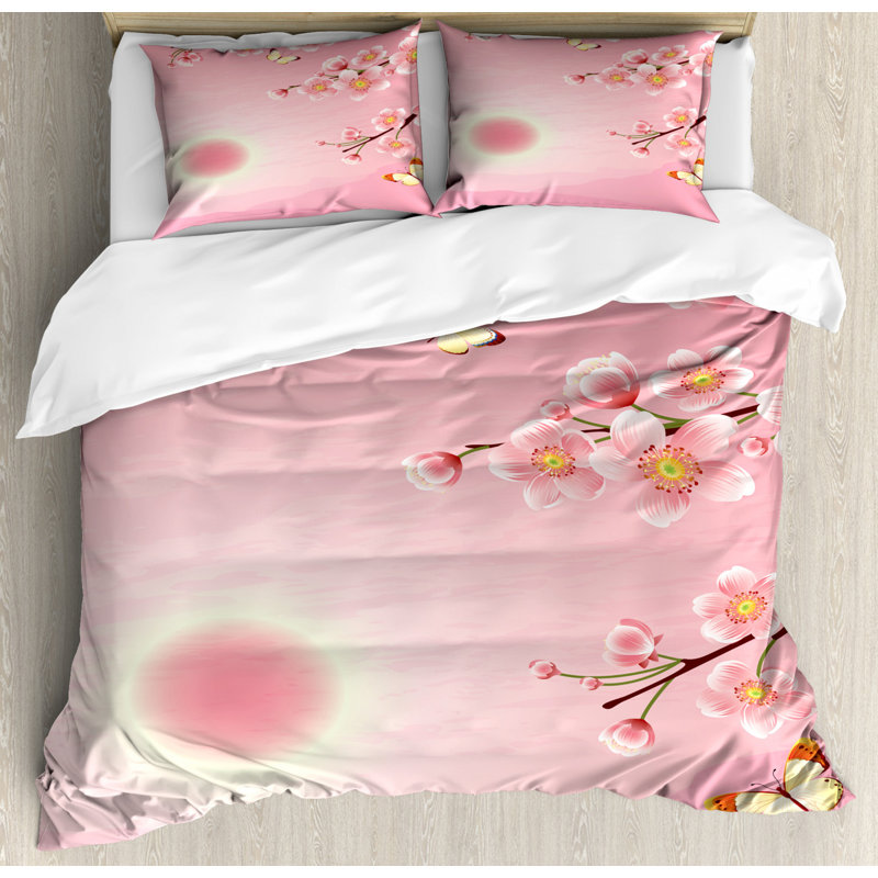 Eclectic Polyester Floral Duvet Cover, Queen Duvet Cover + 2 Shams