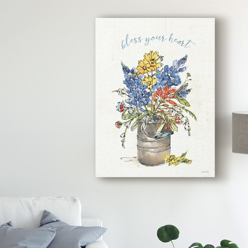 «Texas Bluebonnet I» par Anne Tavoletti, reproduction d'art graphique sur toile, H 32 po x l 24 po x P 2 po