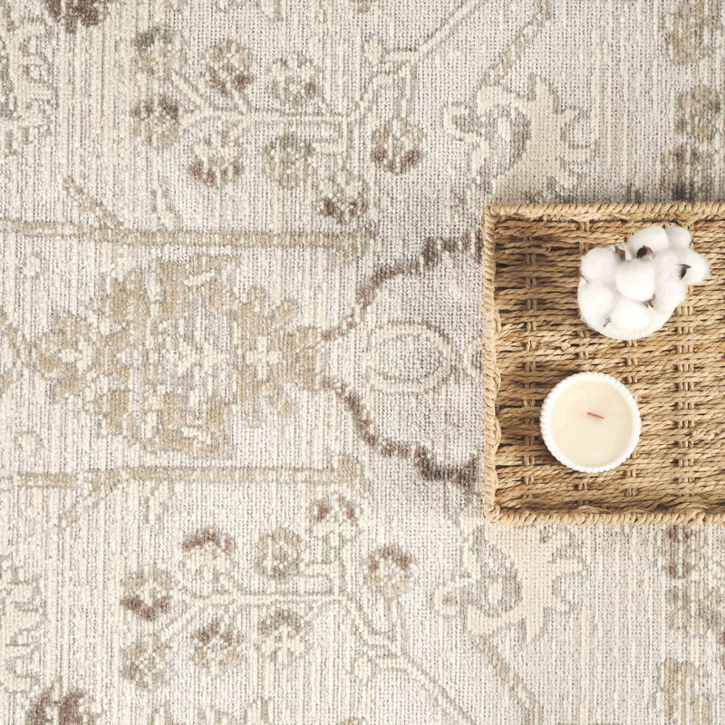Abani Rugs NRA140A Traditional Botanical Motif Beige Area Rug, Rectangle 4' x 6'