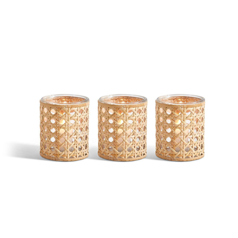 Lumingnon Set Of 3 Cane Webbing Candleholder/Vase