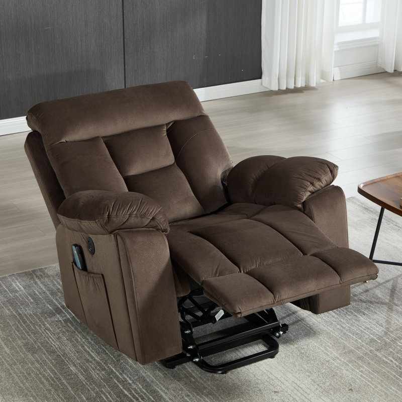 39.76" Wide Oversize Ultra Microfiber With Super Soft Padding Electric Lift Assist Reclining Chair With Massage Heating & Cup Holders & USB & Side Pocket