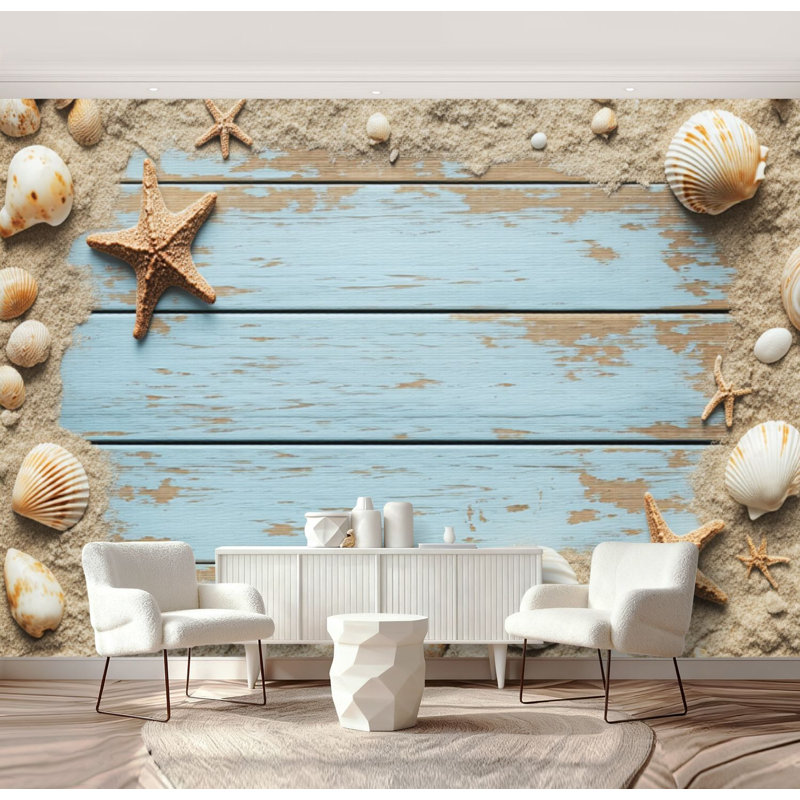 Papier peint adhésif autocollant Coastal Beach, 96" L x 69" W