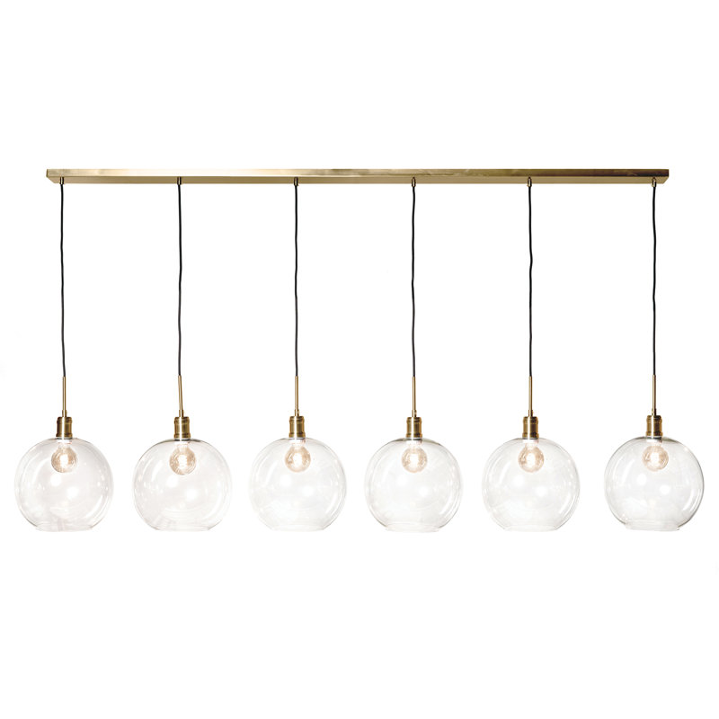 Luminaire suspendu pour îlot de cuisine 6 lumières Hollingshead, Laiton poli