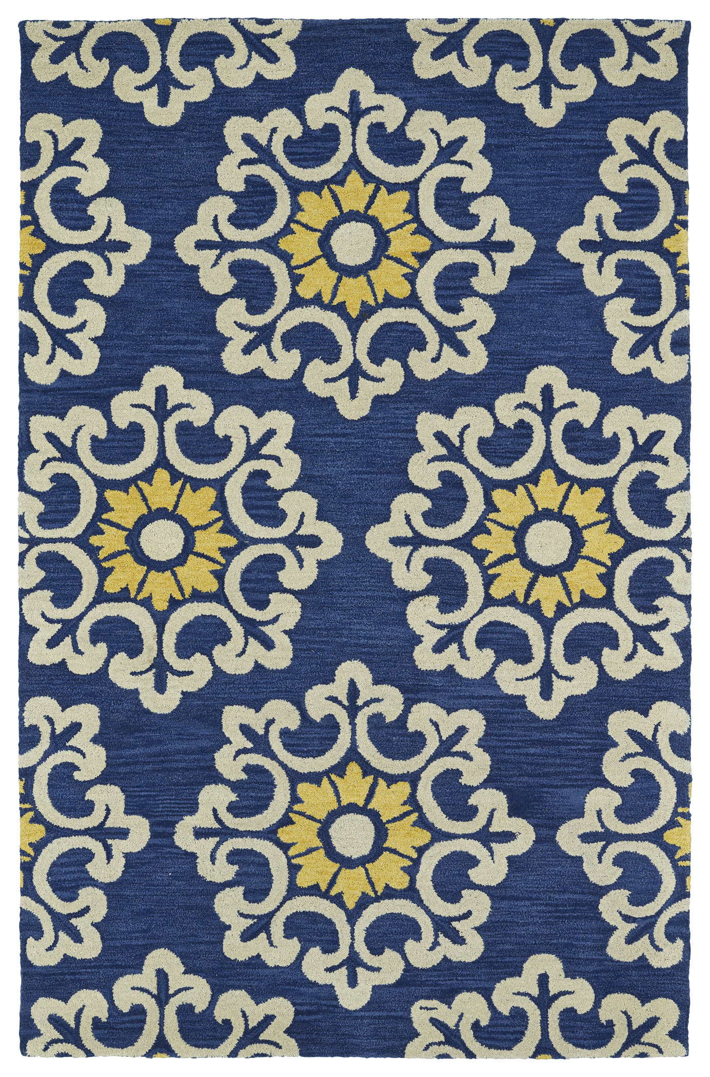 Tapis De Laine Touffeté Main 8x10 Ft – Bleu, Motif Moderne, Personnalisable