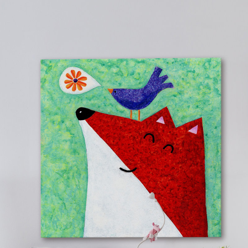 Reproduction d'art sur toile tendue, "What Does The Fox Sing" par Janet Nelson, H 40 po x l 40 po x P 1,5 po
