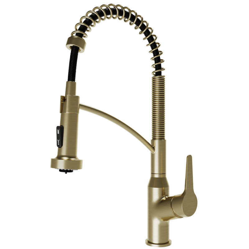 Karran Scottsdale Single-Handle Pull-Down Sprayer Commercial Style Kitchen Faucet in Spot-Free Brushed Gold, Brushed Gold