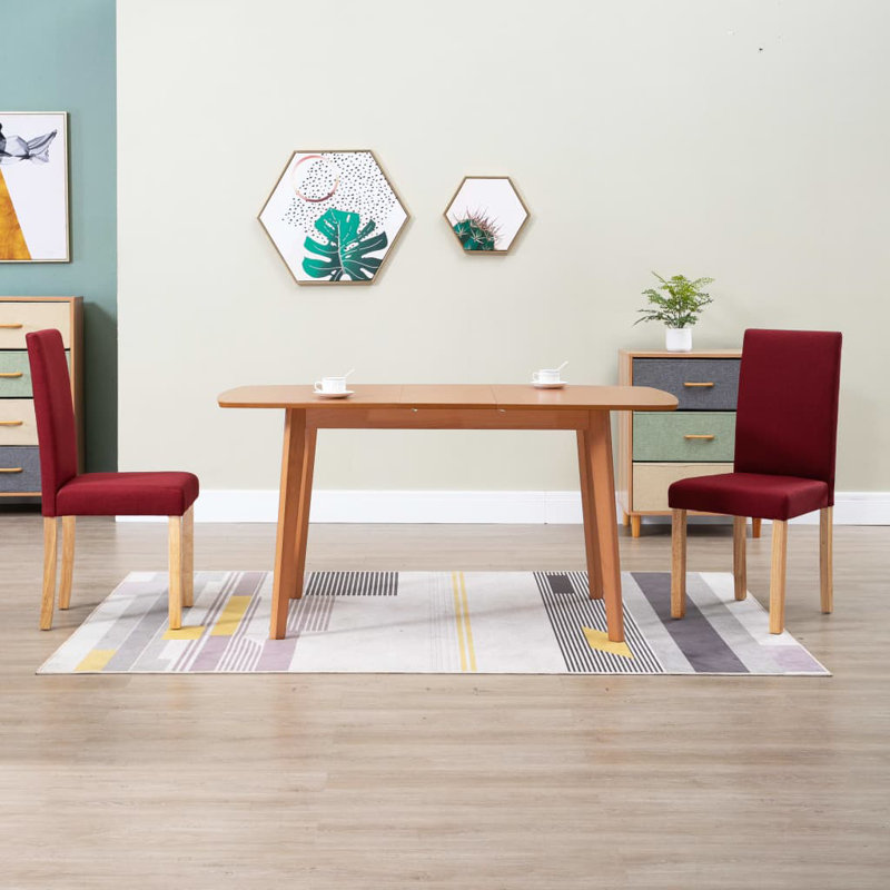 Dining Chairs Side Chair with Solid Wood Legs for Home Kitchen, 2, Wine Red, Natural