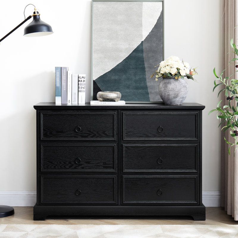 Commode moderne 6 chambres - bois noir avec tiroirs de rangement profonds pour livre spacieux