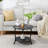 Small Round Coffee Table With Open Storage,23" 2-Tier Coffee Side Tables-372390549